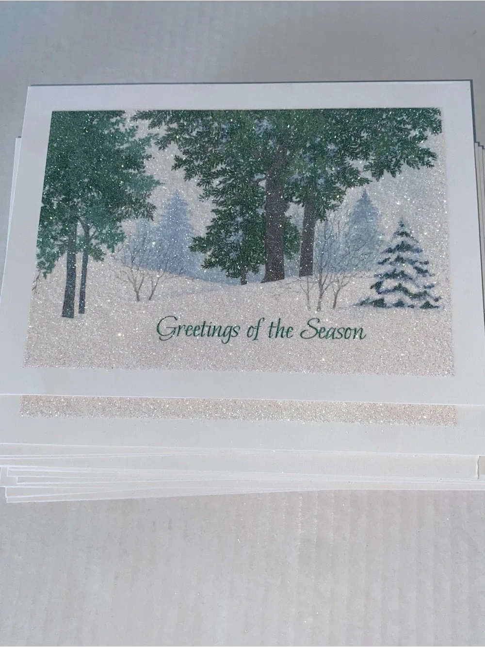 Season’s Greetings Christmas Holiday Glittery Cards Lot Of 21 With Envelopes